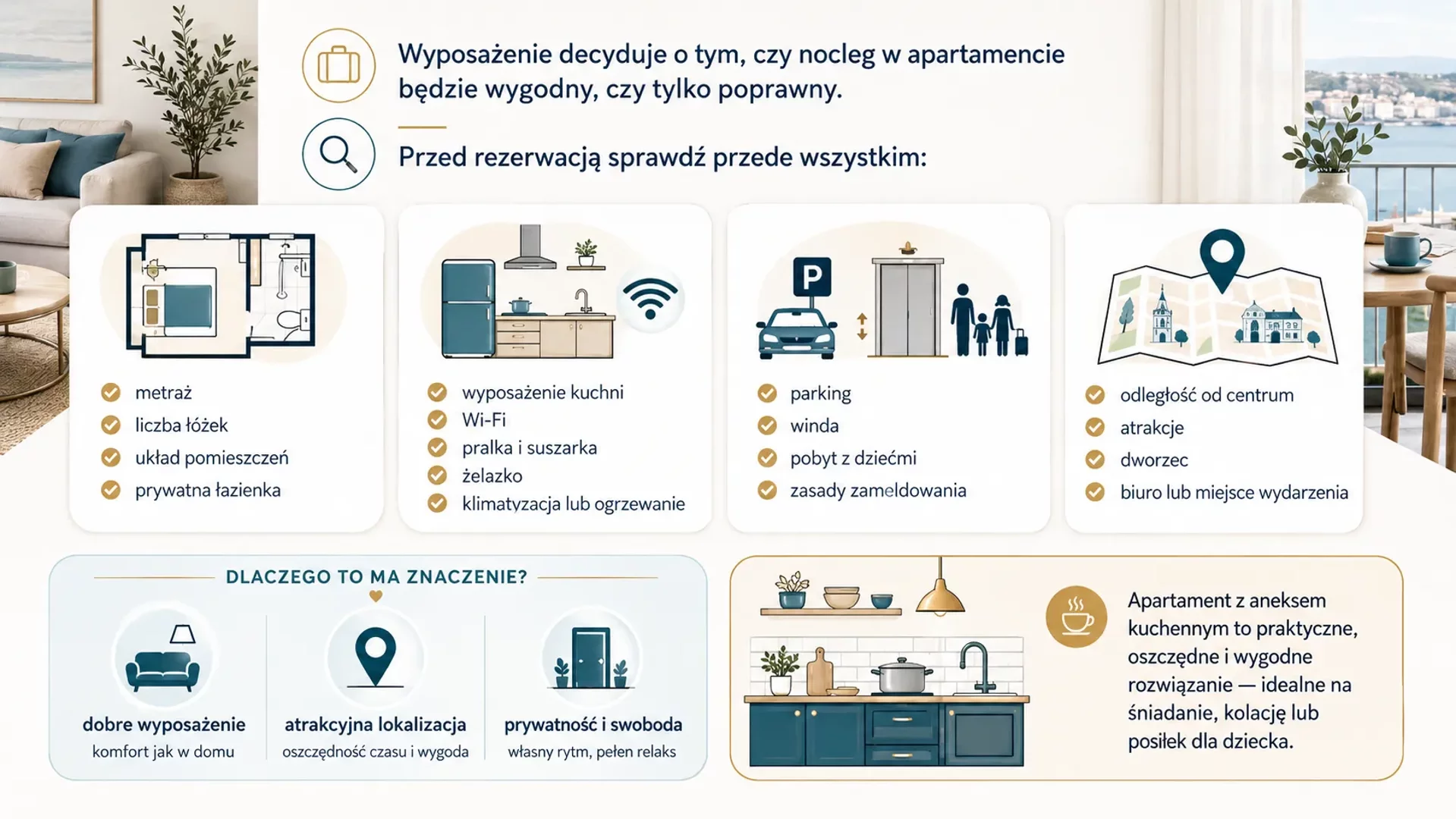 Jakie wyposażenie apartamentu warto sprawdzić przed przyjazdem?